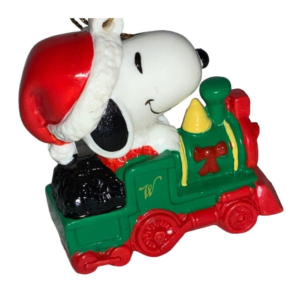 Snoopy On Train Ornament  USF Peanuts PVC Whitmans